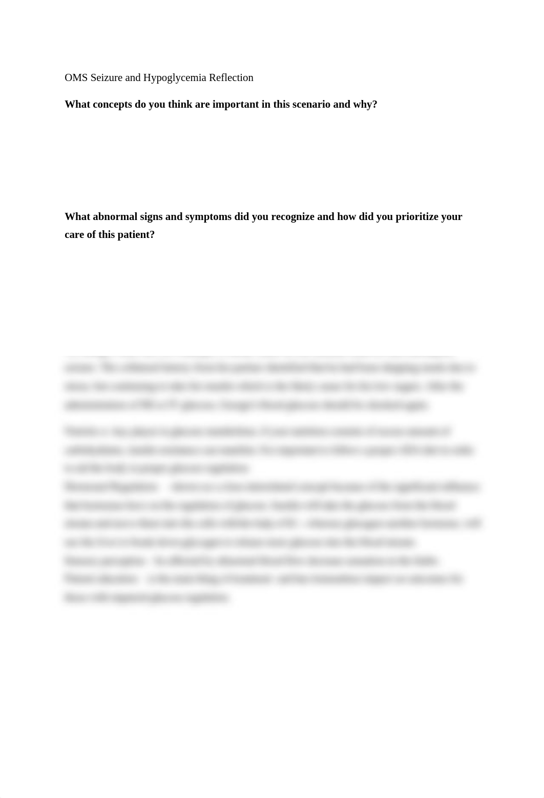 OMS Seizure and Hypoglycemia Reflection.docx_dsj05d8da7t_page1