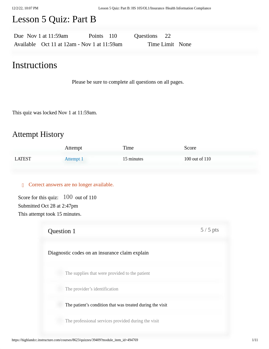 Lesson 5 Quiz_ Part B_ HS 105_OL1_Insurance _Health Information Compliance.pdf_dsjodiwgzrg_page1