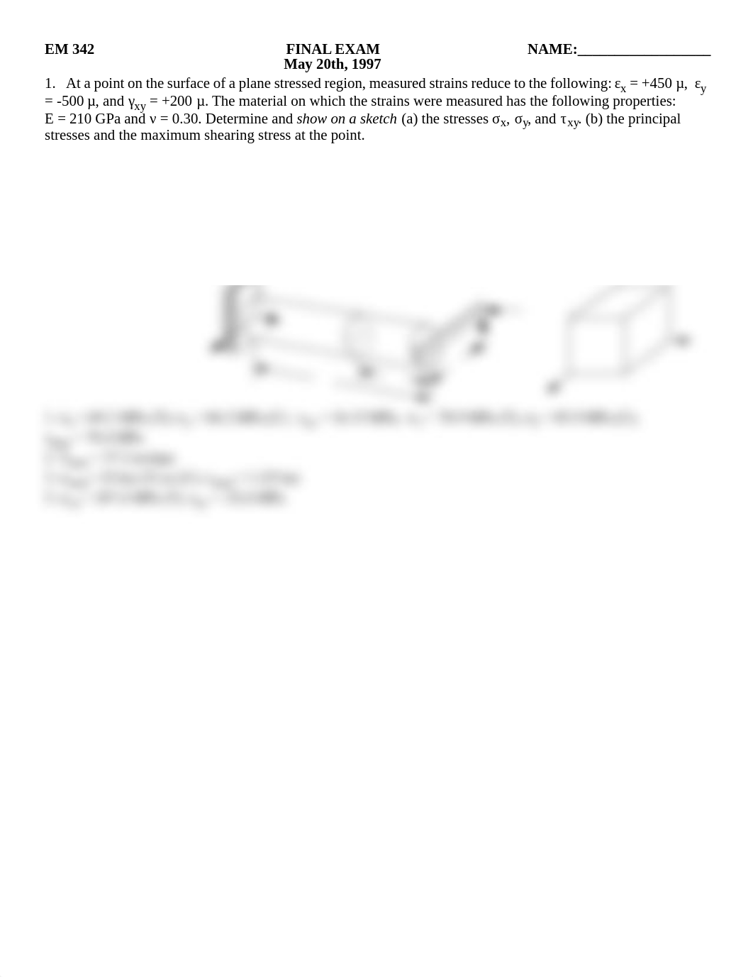 Final Exam Spring 1997 on Mechanics of Materials_dskb4bfajvg_page1