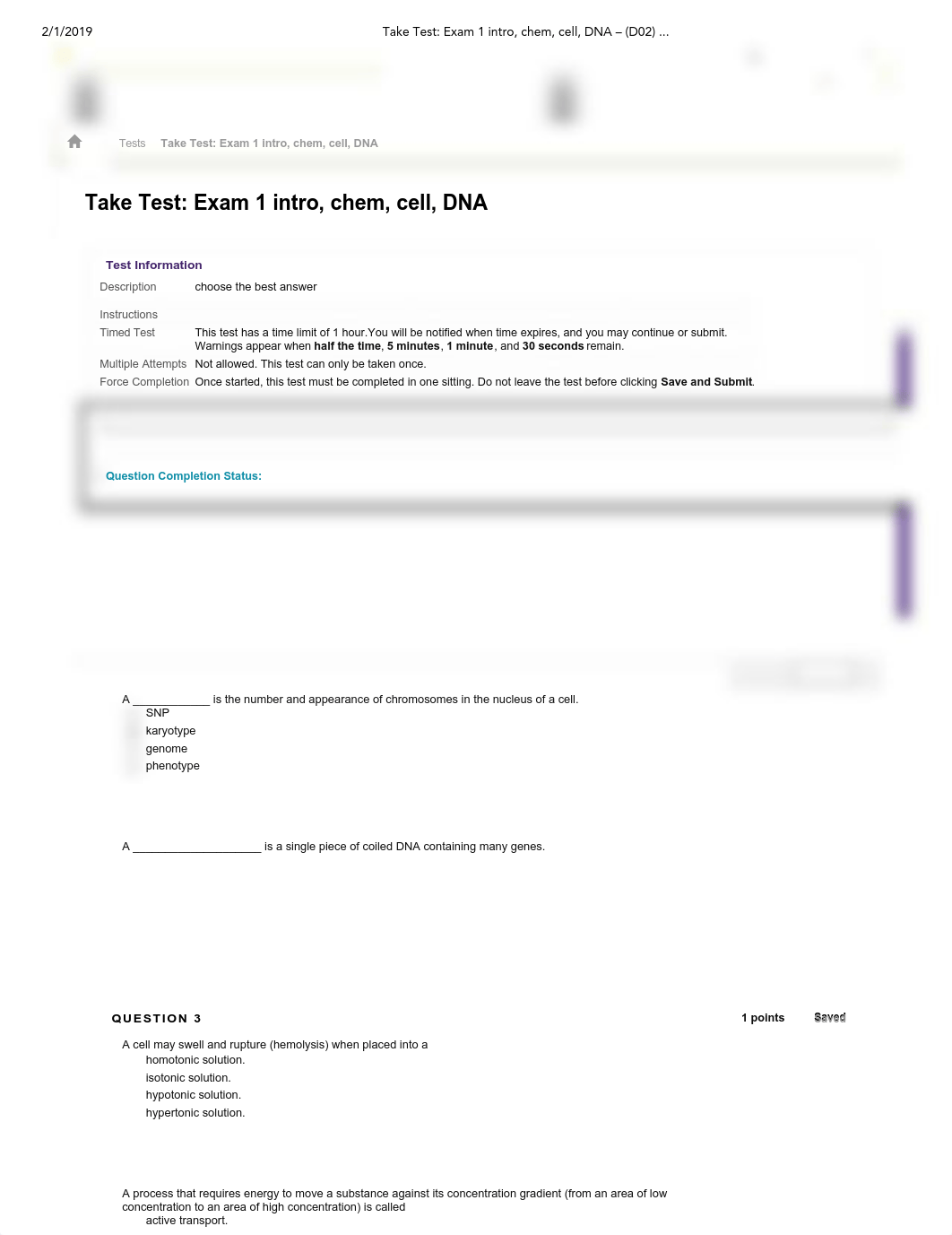 Take Test_ Exam 1 intro, chem, cell, DNA - (D02) .._.pdf_dsl7ebs2wzp_page1