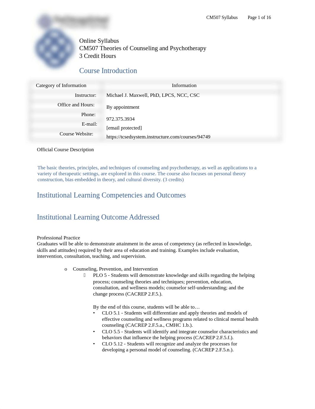 CM 507 Theories of Counseling and Psychotherapy Syllabus Maxwell Fall 2021.docx_dsljsnnga45_page1