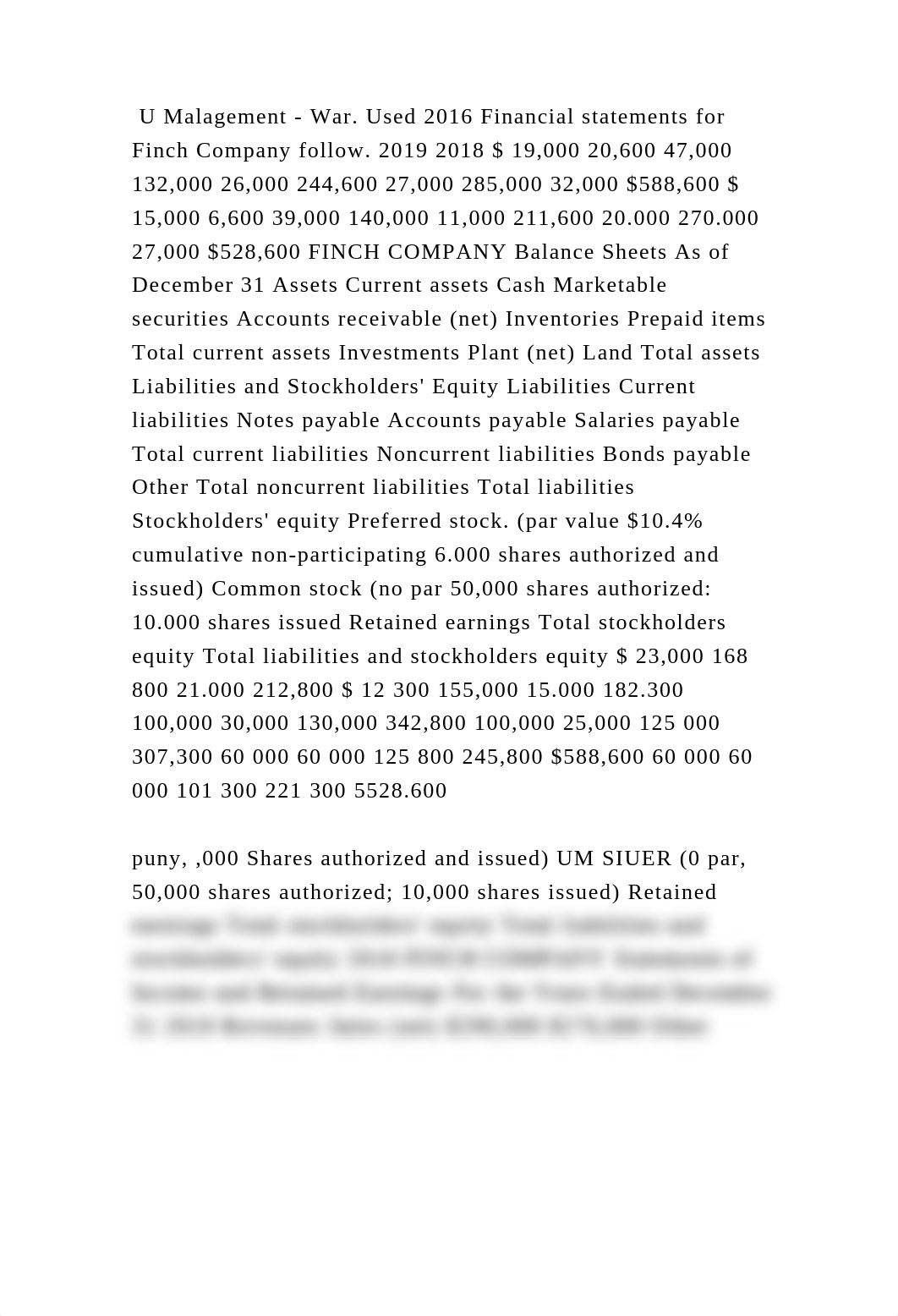 U Malagement - War. Used 2016 Financial statements for Finch Company .docx_dsln0nusp65_page2