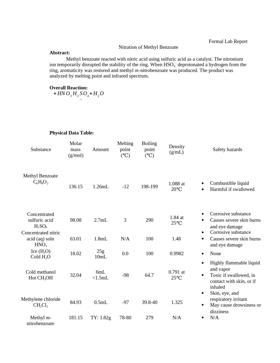 Formal Lab Report - Expt. 41 - Nitration of Methyl Benzoate copy.docx_dsluq9dma1c_page1