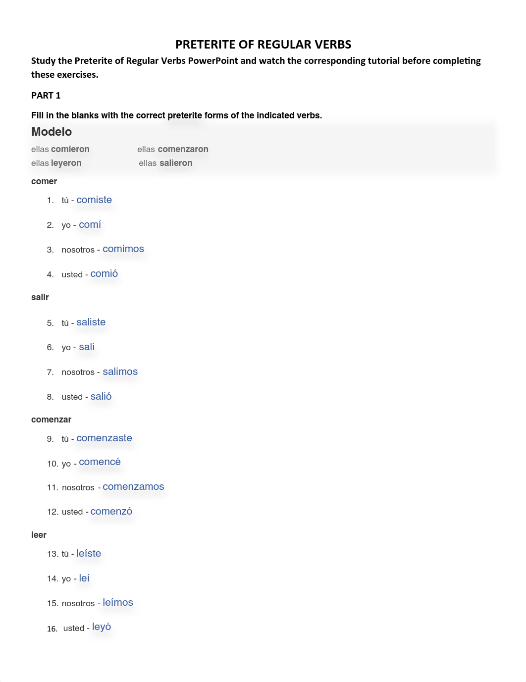 Preterite of Regular Verbs - Exercises - Spa101.pdf_dsmemcszmt2_page1