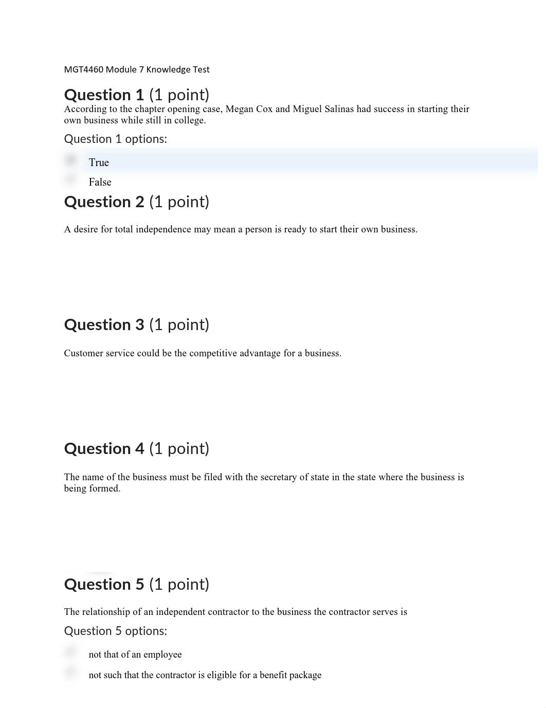 MGT4460 Small Bus Managements Module 7 knowledge test.pdf_dsmgbwlx71x_page1