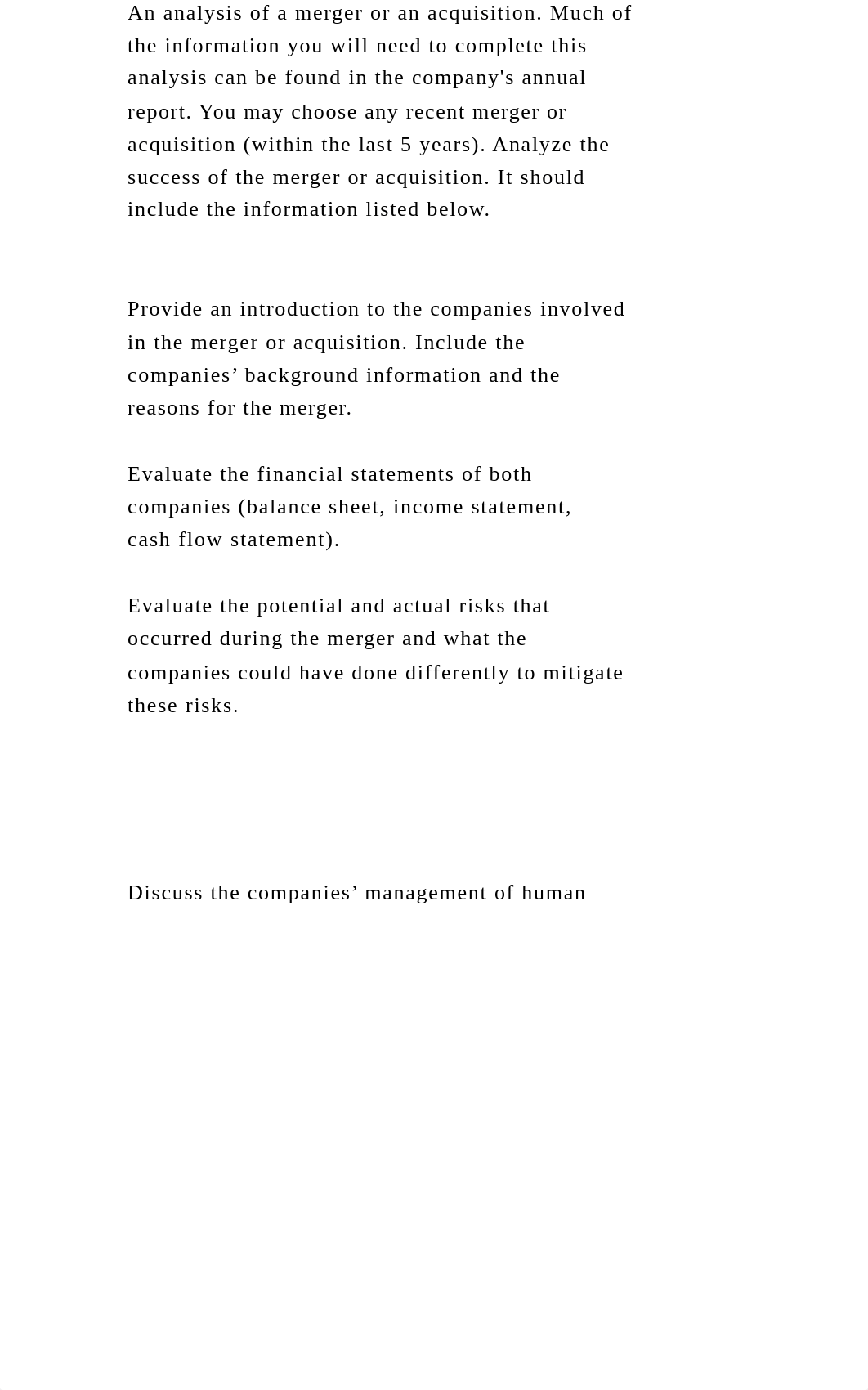 An analysis of a merger or an acquisition. Much of the information y.docx_dsn723qfw48_page2