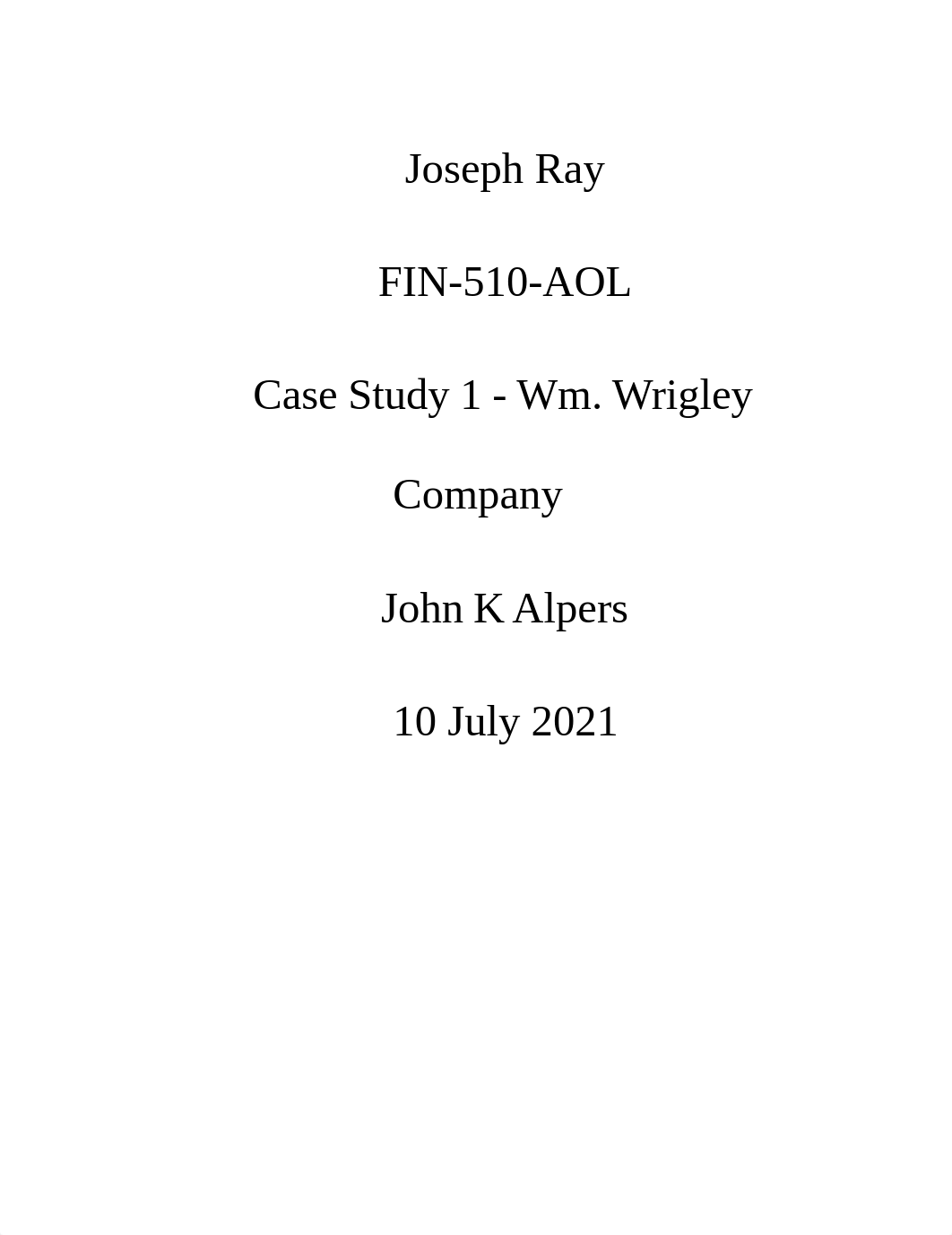 Ray - Case Study 1 - Wm. Wrigley Company graded.docx_dspk6vr6ls8_page1