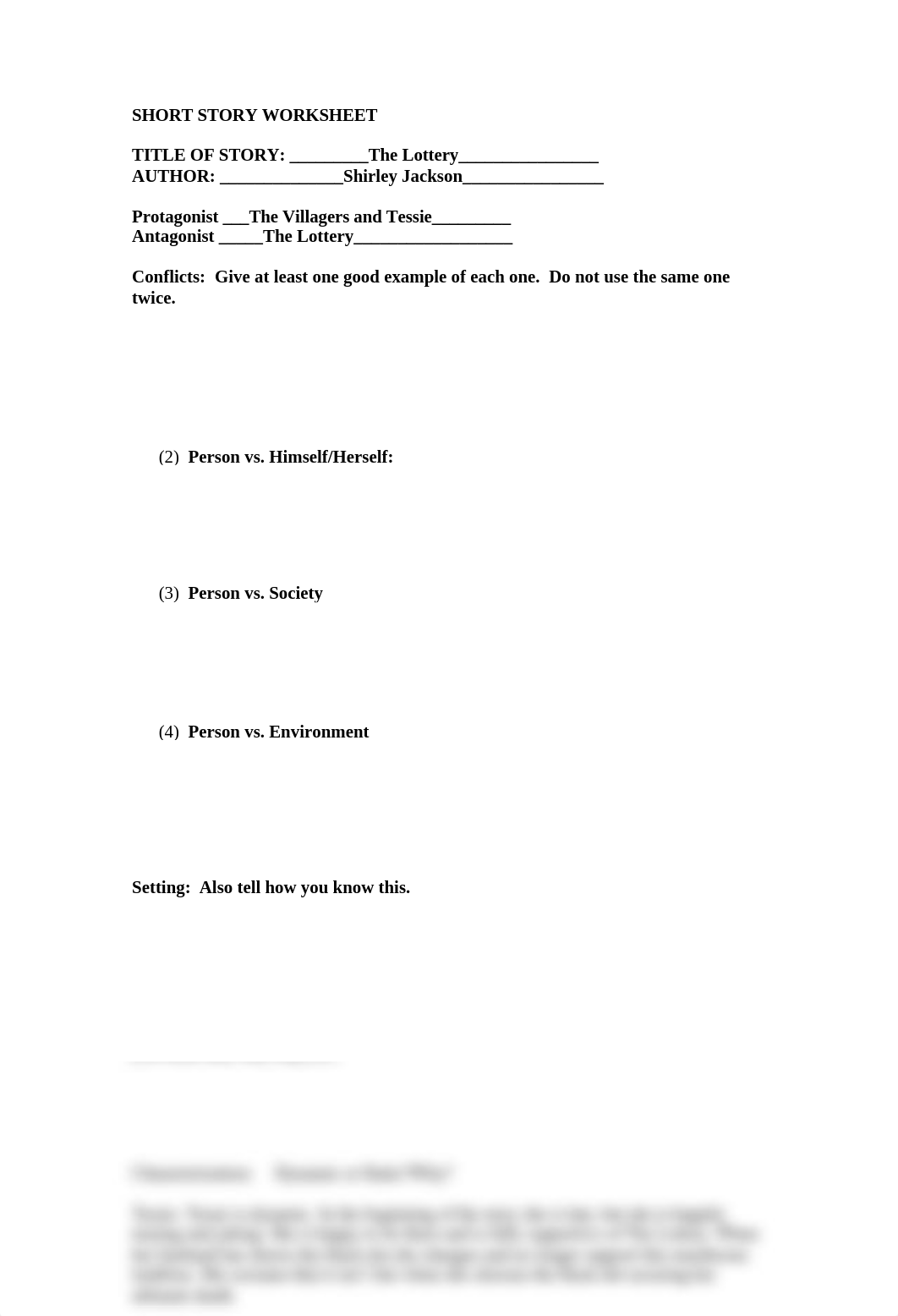 Short Story Worksheet The Lottery Brejenn Allen.rtf_dsqqnltqj9w_page1