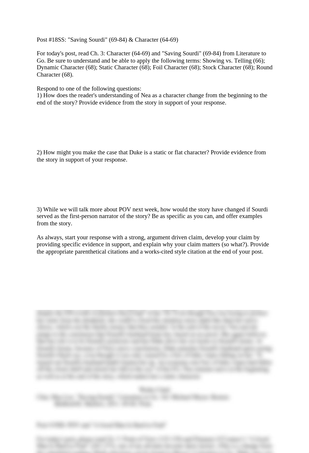 Post- How does the plot contribute to the meaning of a SS & How are SS built around characters_dsr4o8x4i5e_page1