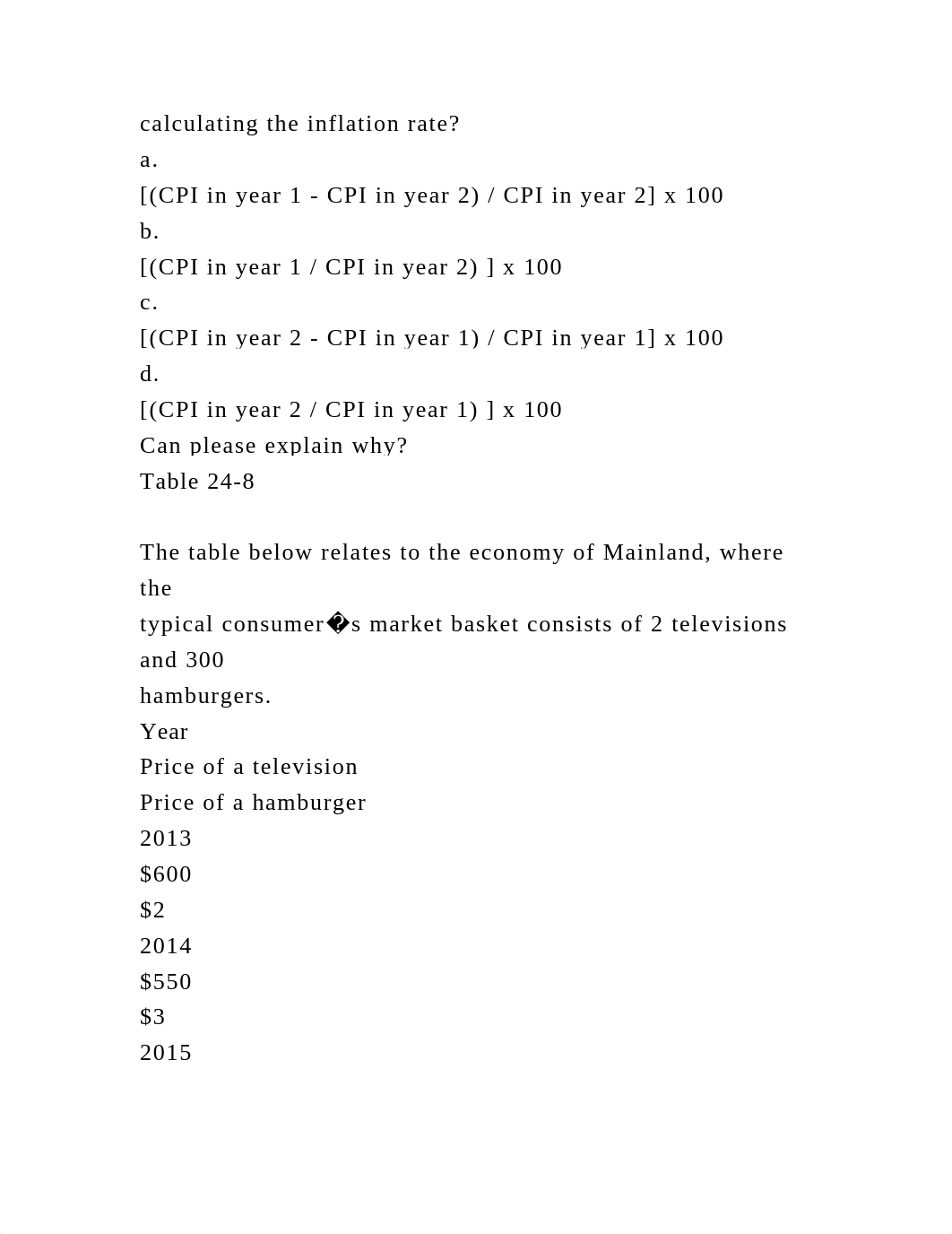 Table 24-8 The table below relates to the economy of Mainland, whe.docx_dsr5ou9h2b9_page3