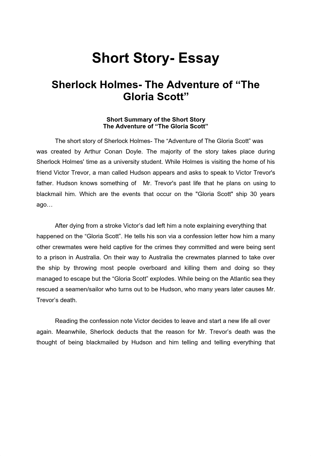 Short Story Essay {Sherlock Holmes- The Adventure of the "Gloria Scott"} Pages.pdf_dsrdgpqskhd_page1