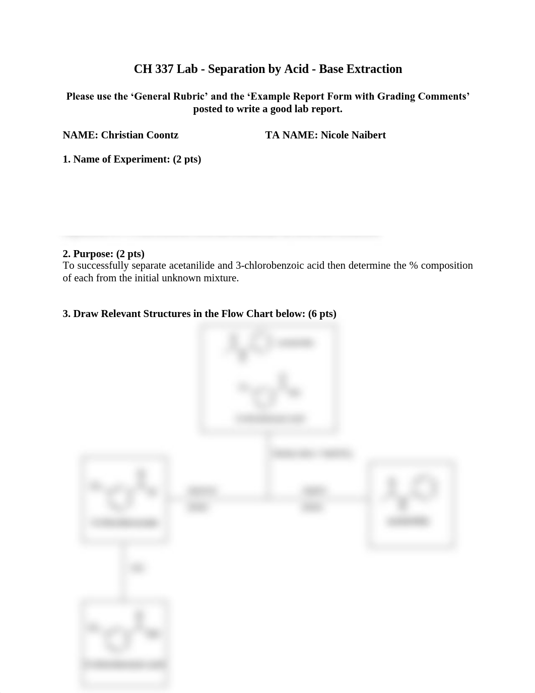 CH337 Lab Report Form - Separation by Acid - Base Extraction.pdf_dsrfxa0c9uz_page1