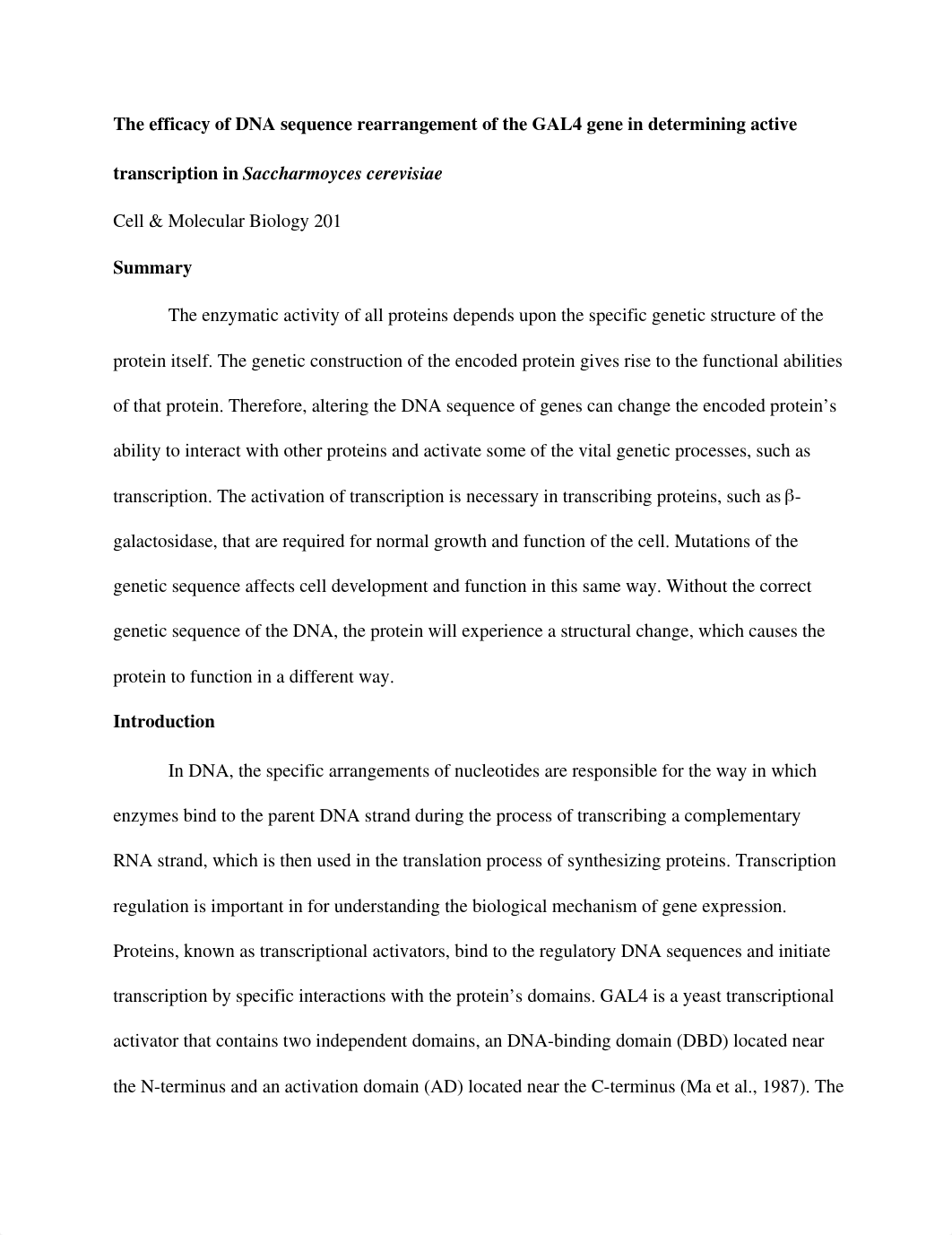 GAL4 Recombinant Genetics Lab Report_dsrgnczdf84_page1