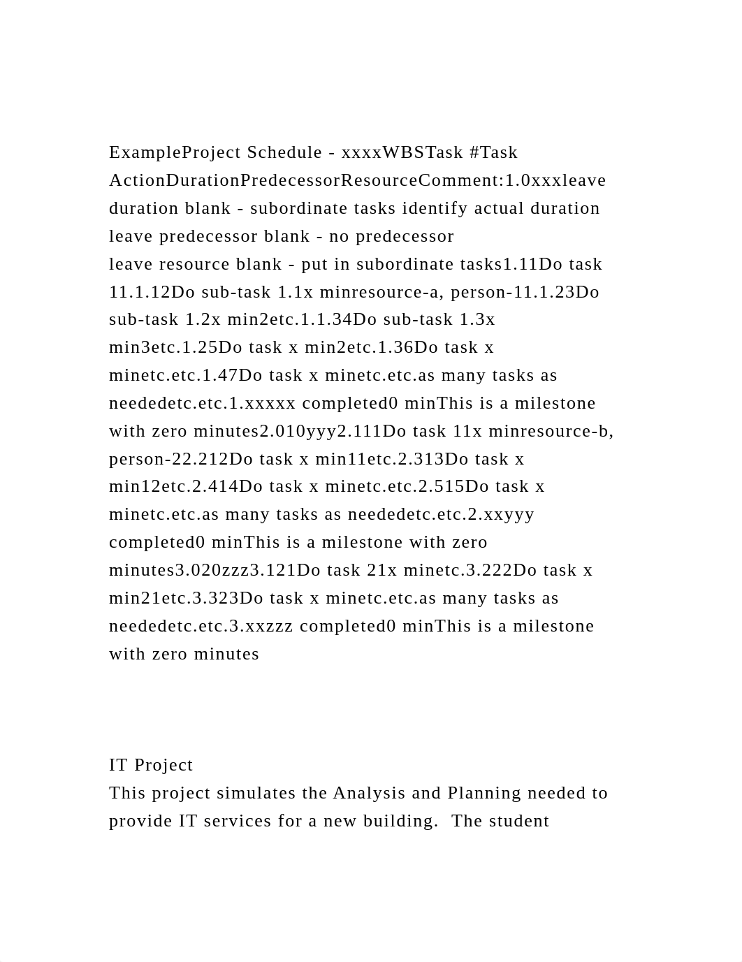 ExampleProject Schedule - xxxxWBSTask #Task ActionDurationPredeces.docx_dsrqfr1xkhf_page2