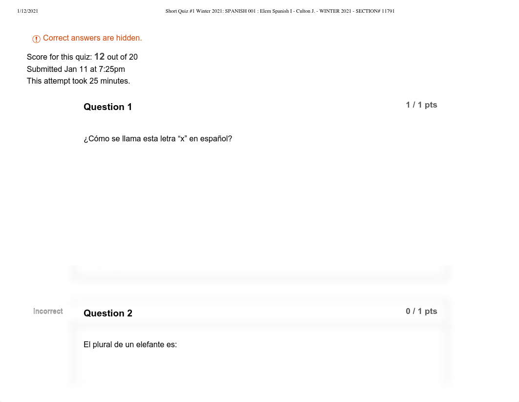 Short Quiz #1 Winter 2021_ SPANISH 001 _ Elem Spanish I - Culton J. - WINTER 2021 - SECTION# 11791.p_dstbdiv6bzq_page2