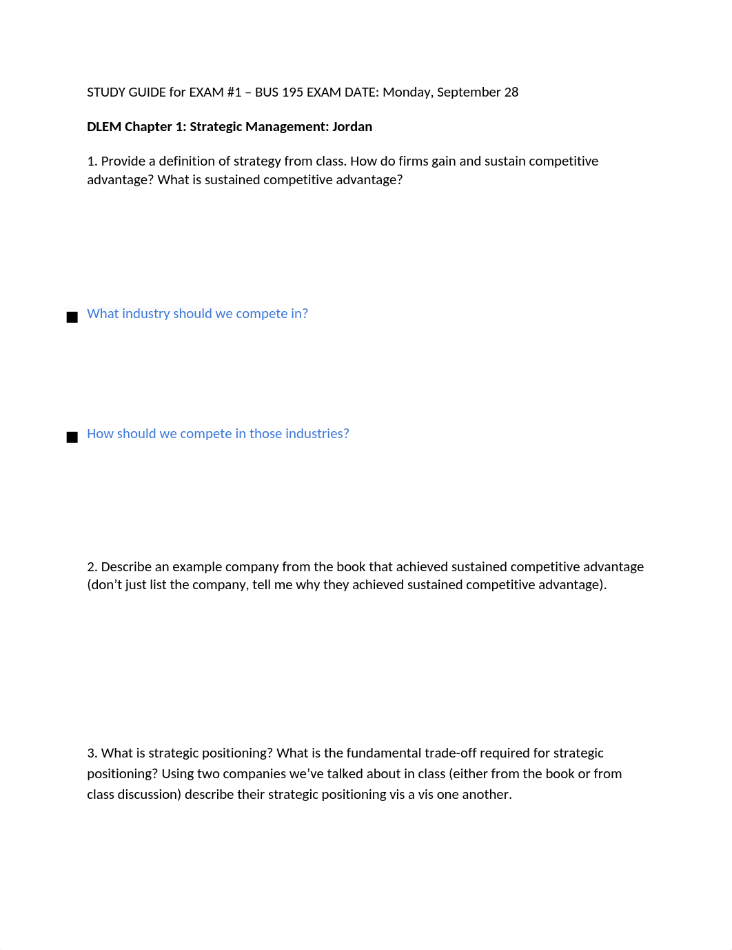 STUDY GUIDE for EXAM #1 - BUS 195 EXAM_dstm0lwt5am_page1