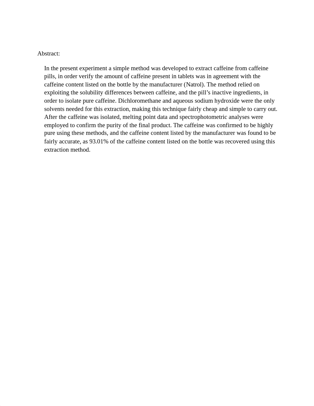 Caffeine Extraction from tablets (Self Designed Lab)-Anthony Albert, Keith Warns.docx_dsu38aakl3s_page2