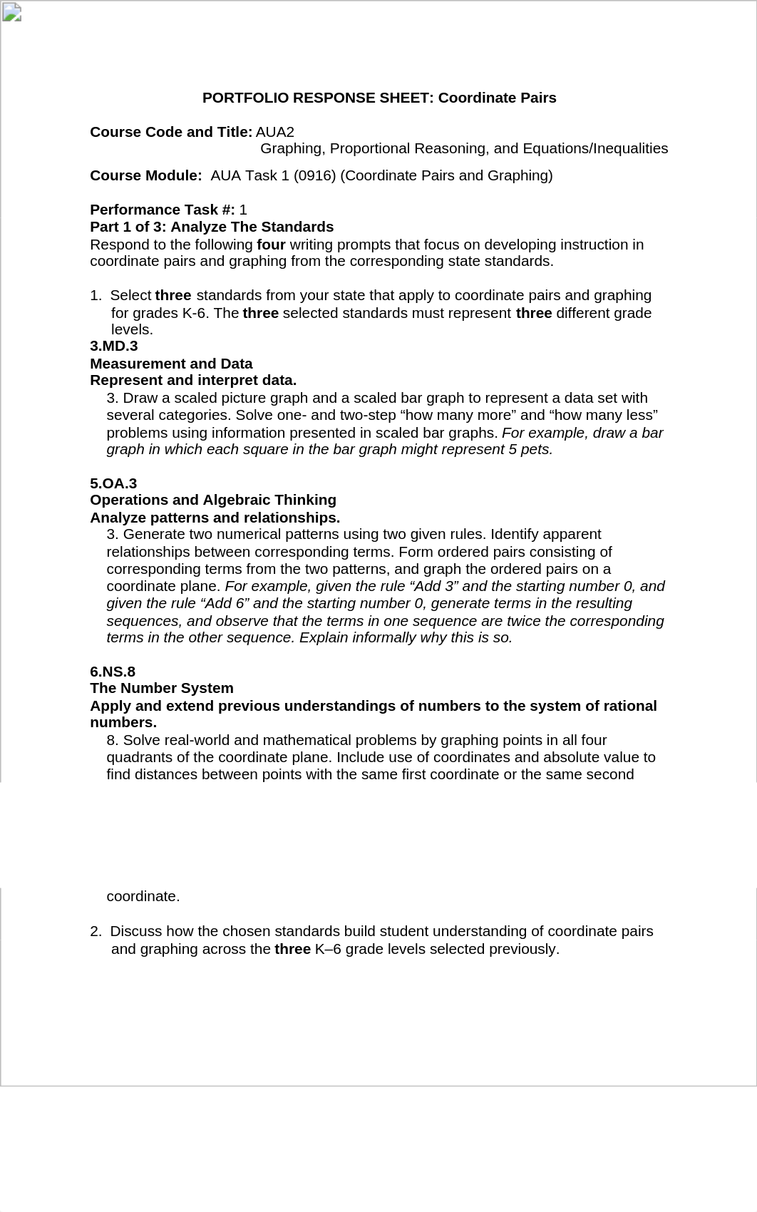 AUA2_Task1Attach__Portfolio_Response_Sheet_Coordinate_Pairs (2).docx_dswfdnm1016_page1