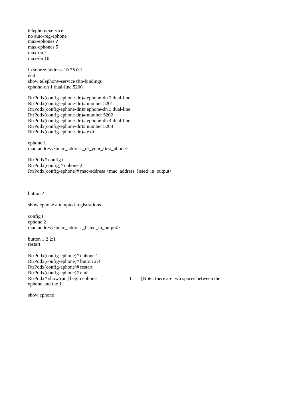 Lab 5-1 Basic Manual Phone Configuration Using the CLI.txt_dswphxi0oq9_page1