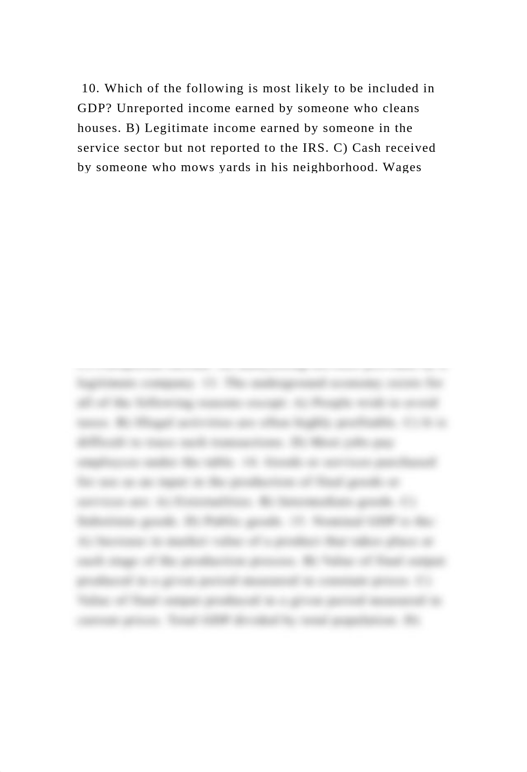 10. Which of the following is most likely to be included in GDP Un.docx_dsxmnropwu4_page2