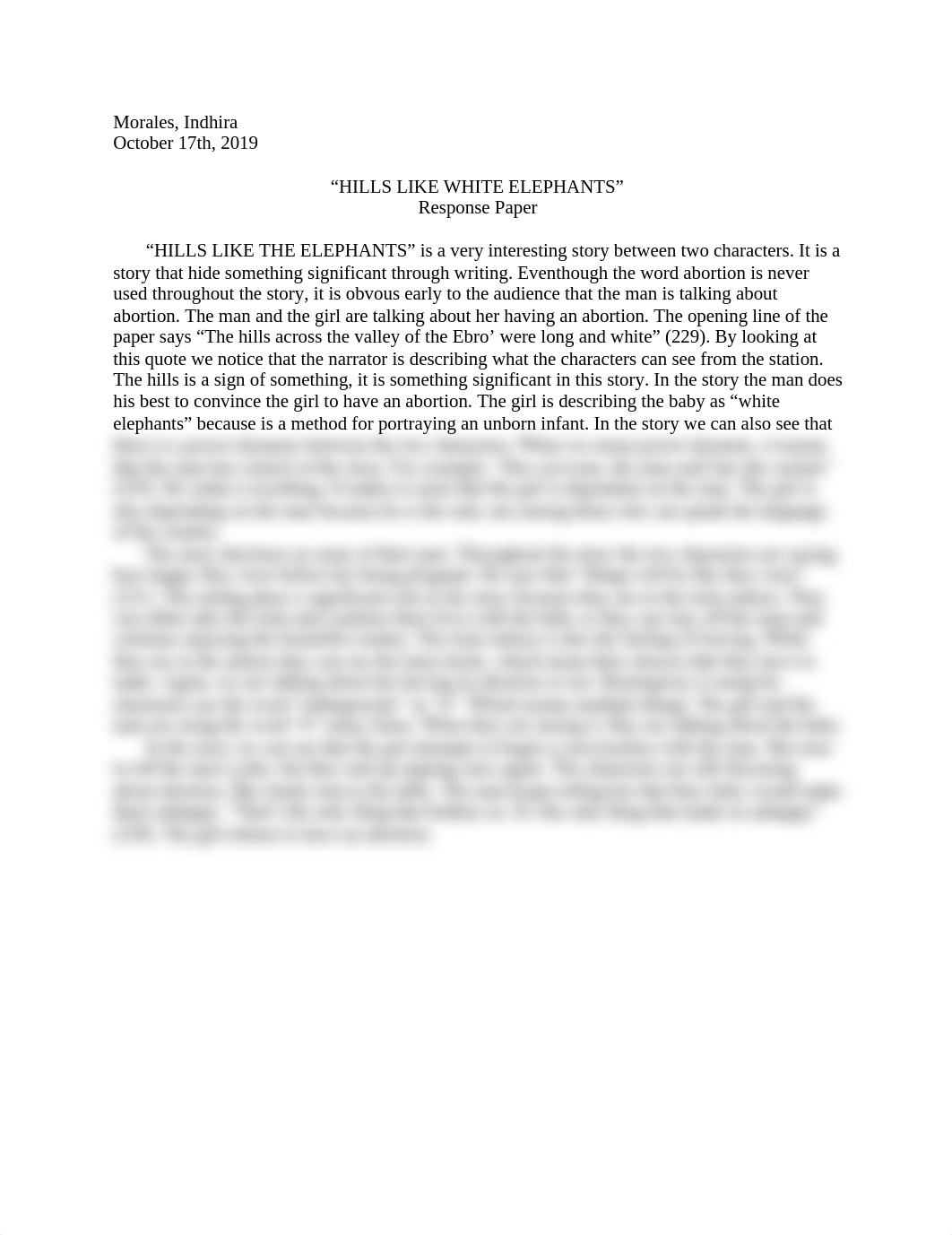 "Hills Like White Elephants" Response Paper_dsxq679j32r_page1