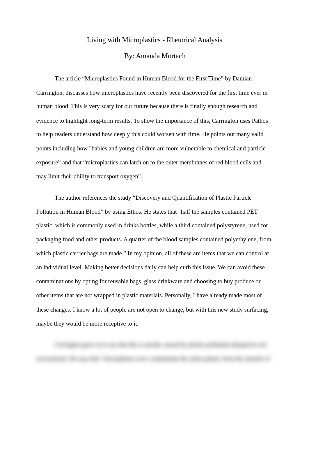 Living with Microplastics_Rhetorical Analysis_Amanda Mortach.pdf_dsxxhp52j8z_page1