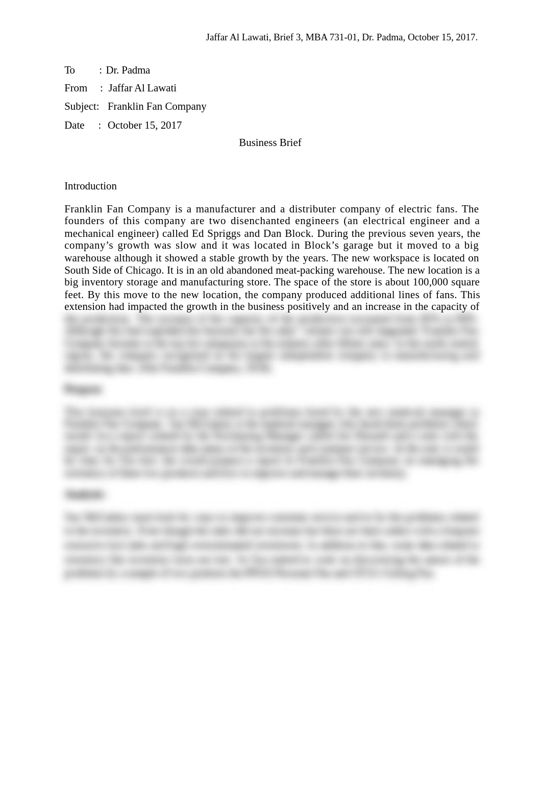 Week 3 Business Brief Franklin Fan Company - Draft.docx_dsyi5bn6rip_page1