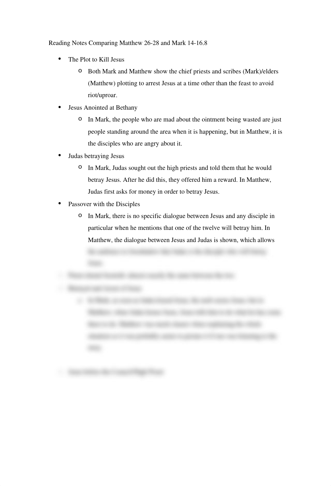 Comparing Matthew and Mark Notes_dsyn79nj8dj_page1