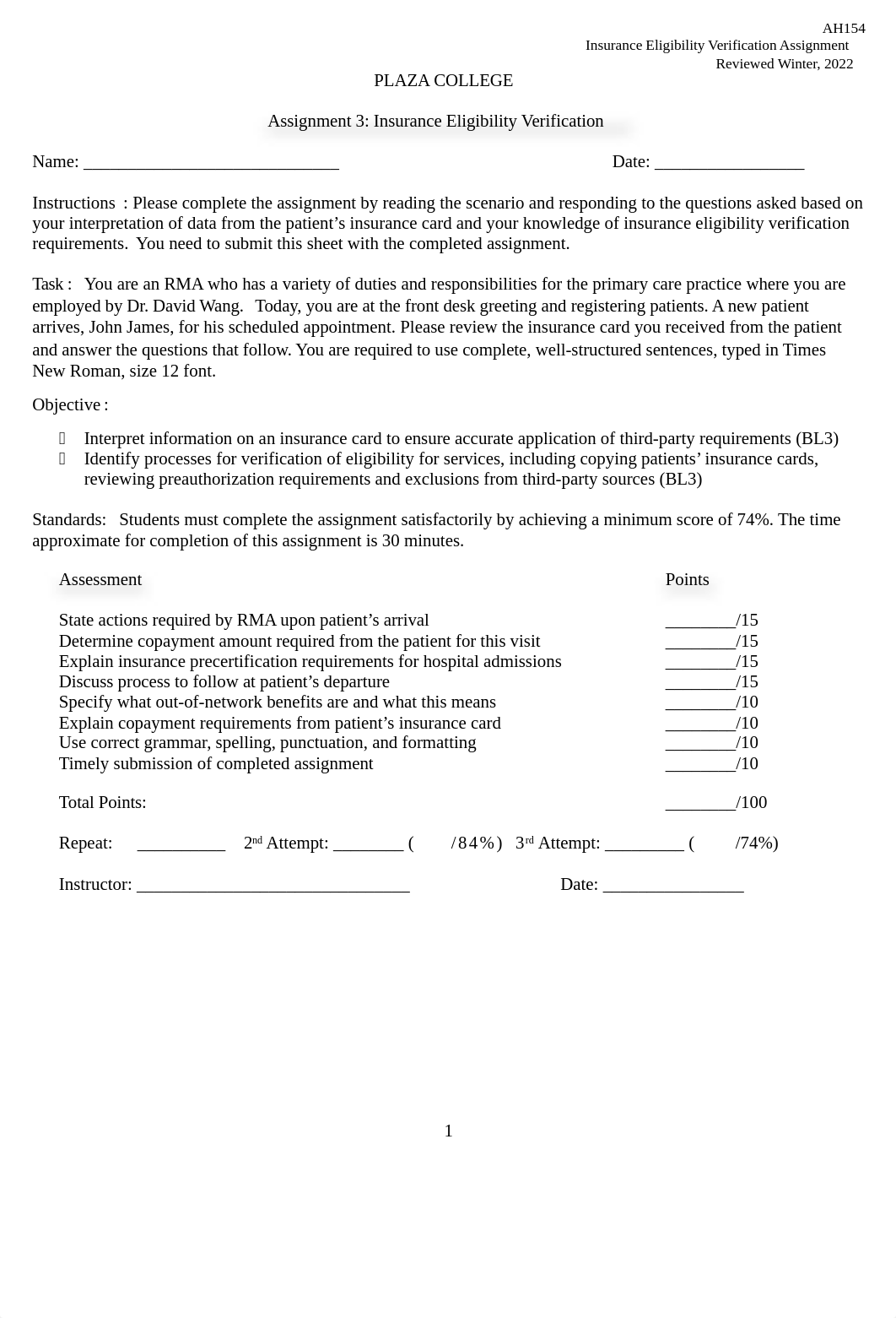 AH154-Insurance-Eligibility-Verification-Checklist-Assignment-3.docx_dsyp3kz5wse_page1