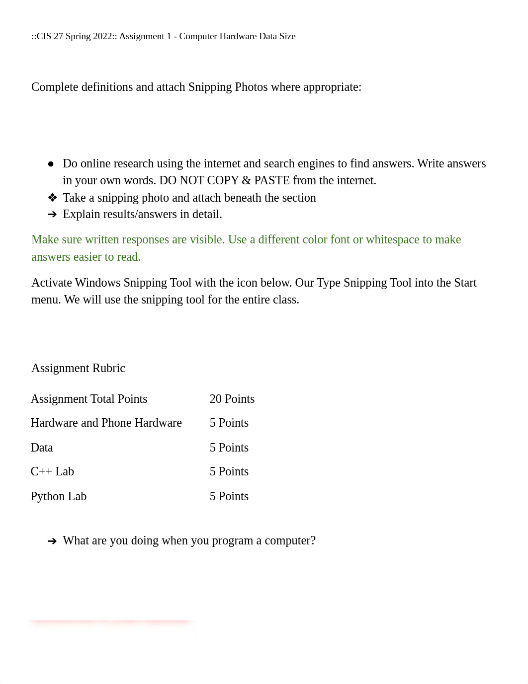 Copy of __CIS 27 Spring 2022__ Assignment 1 - Computer Hardware Data Size-2.docx_dsz02bjkozw_page1