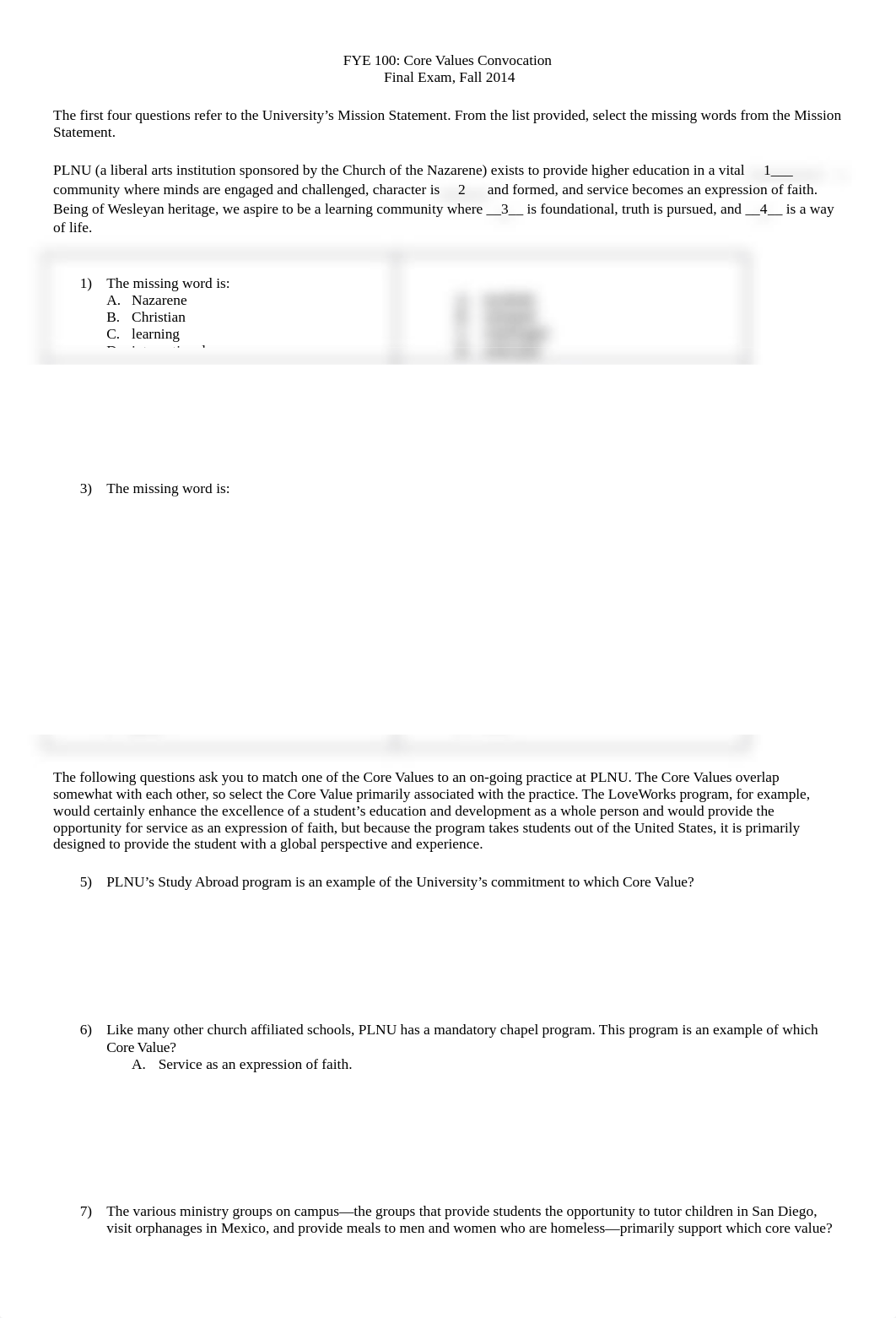 2014 FYE Final Exam_dszneyc50qu_page1