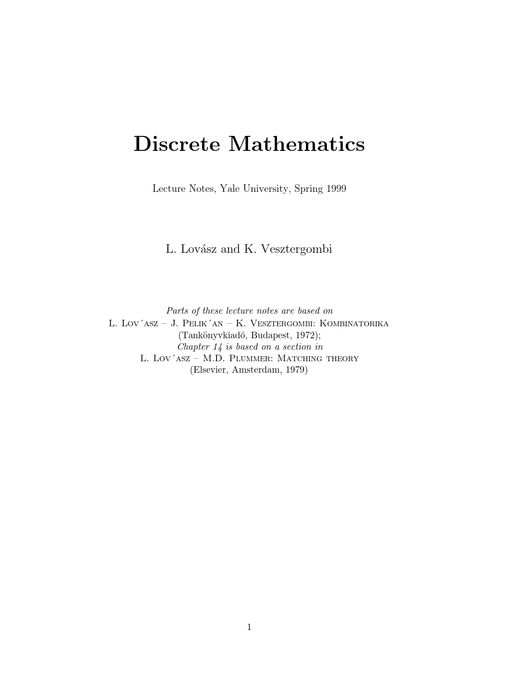 Lovasz, Vesztergombi. Discrete mathematics (lecture notes, 1999).pdf_dszudhf9zhn_page1