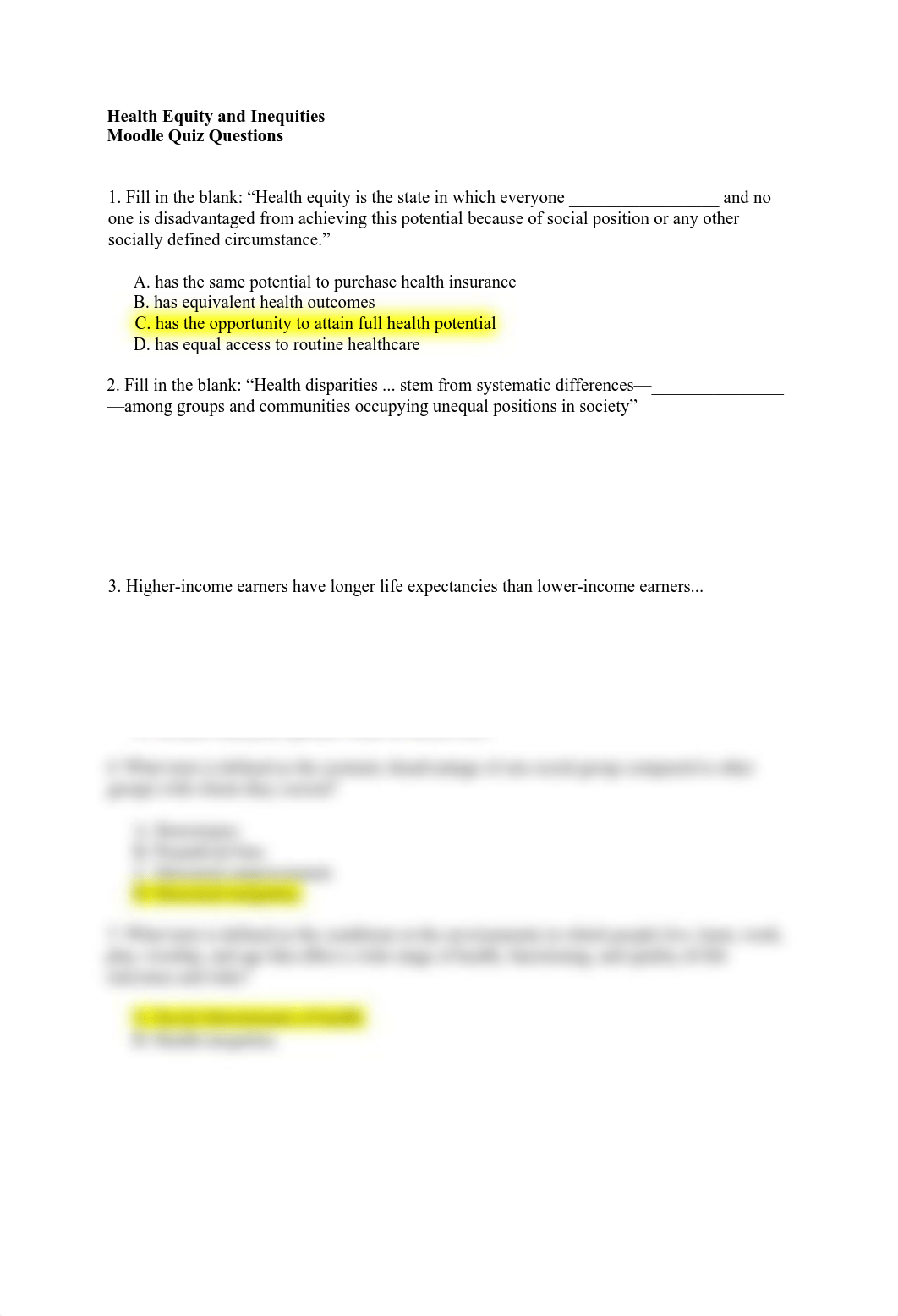 Health Equity and Inequities Quiz Questions.pdf_dt00r0g9e8t_page1