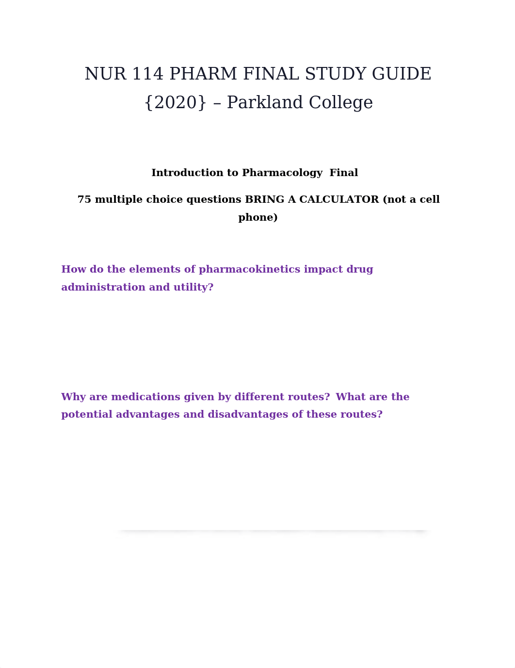 NUR 114 PHARM FINAL STUDY GUIDE {2020} - Parkland College.docx_dt1g48rd7ob_page1