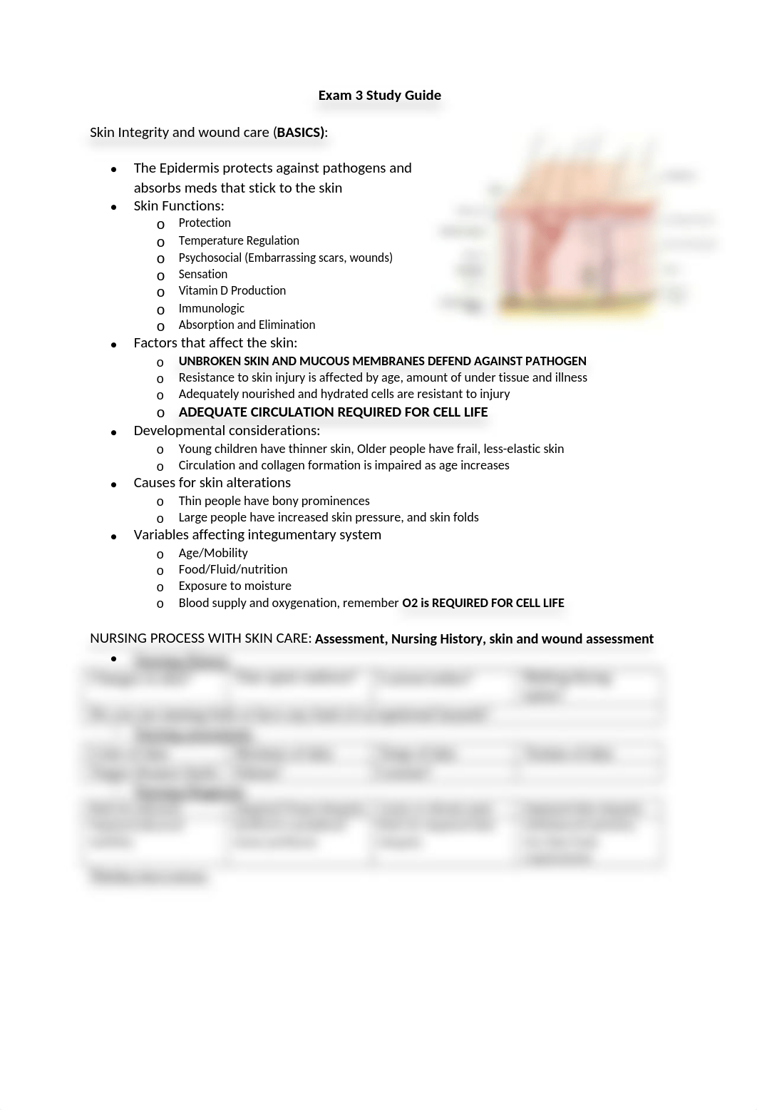 Exam 3 Study Guide Skin integrity and wound care.docx_dt1nlaz15h3_page1