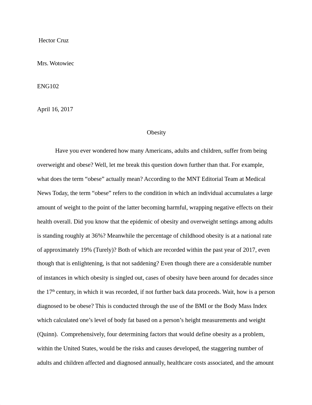 Obesity ENG 102 Final Draft Hector Cruz.docx_dt1vtrpmi7j_page1