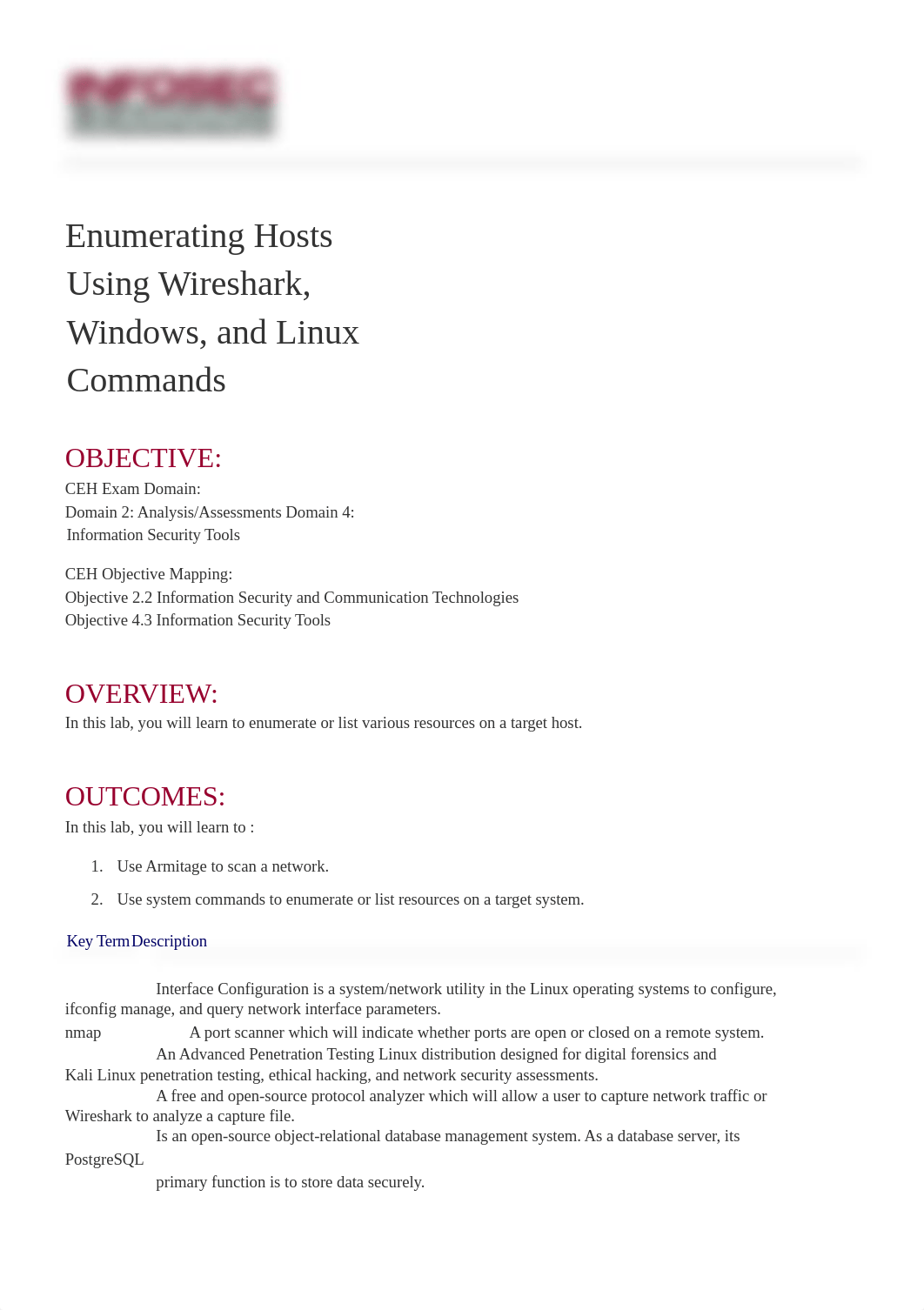 Infosec Learning - Enumerating Hosts Using Wireshark, Windows, and Linux Commands - 2022-02-03.docx_dt28kj1auy6_page1