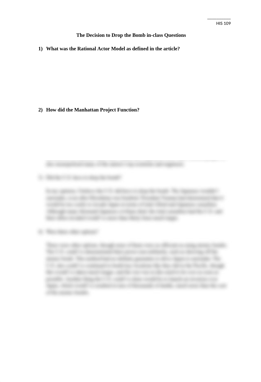 [HIS 109] The Decision to Drop the Bombs Questions.docx_dt2wpj7mrkn_page1