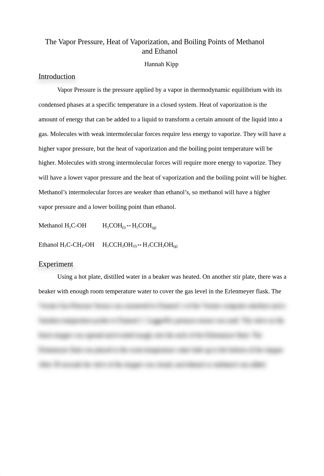 Vapor Pressure and the Heat of Vaporization of Methanol and Ethanol HKipp.docx_dt34otvqi5n_page1