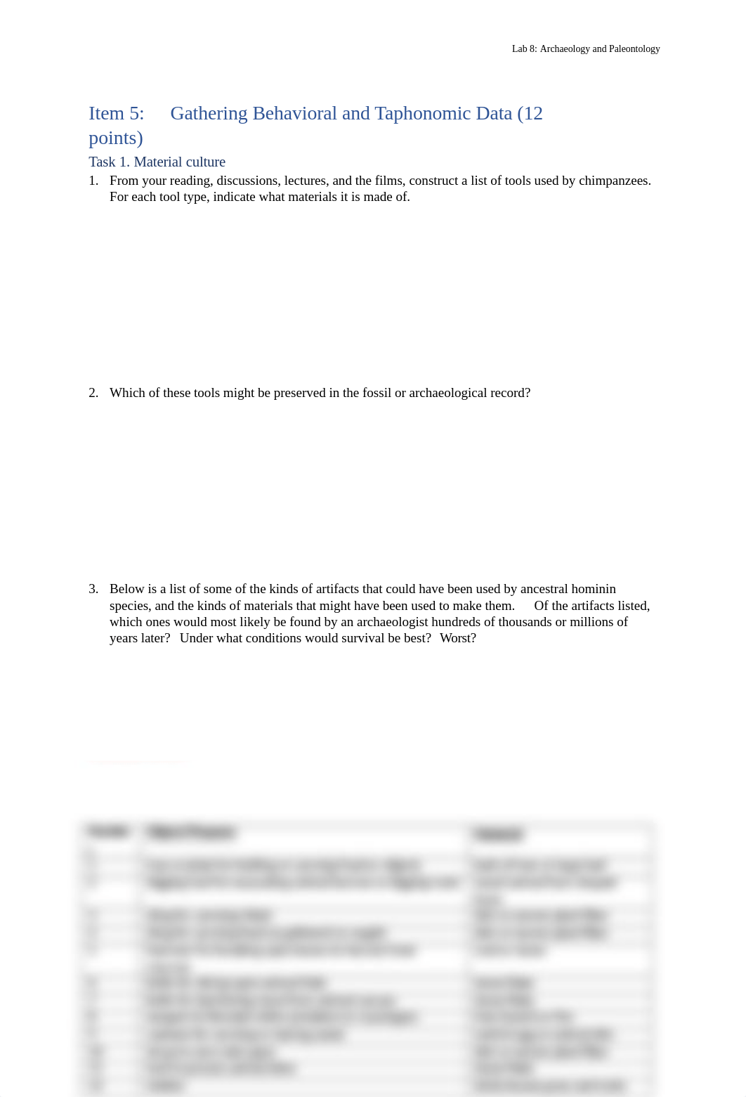 Lab 8 Item 5 Gathering Behavioral and Taphonomic Data .docx_dt3bdsq25wc_page1