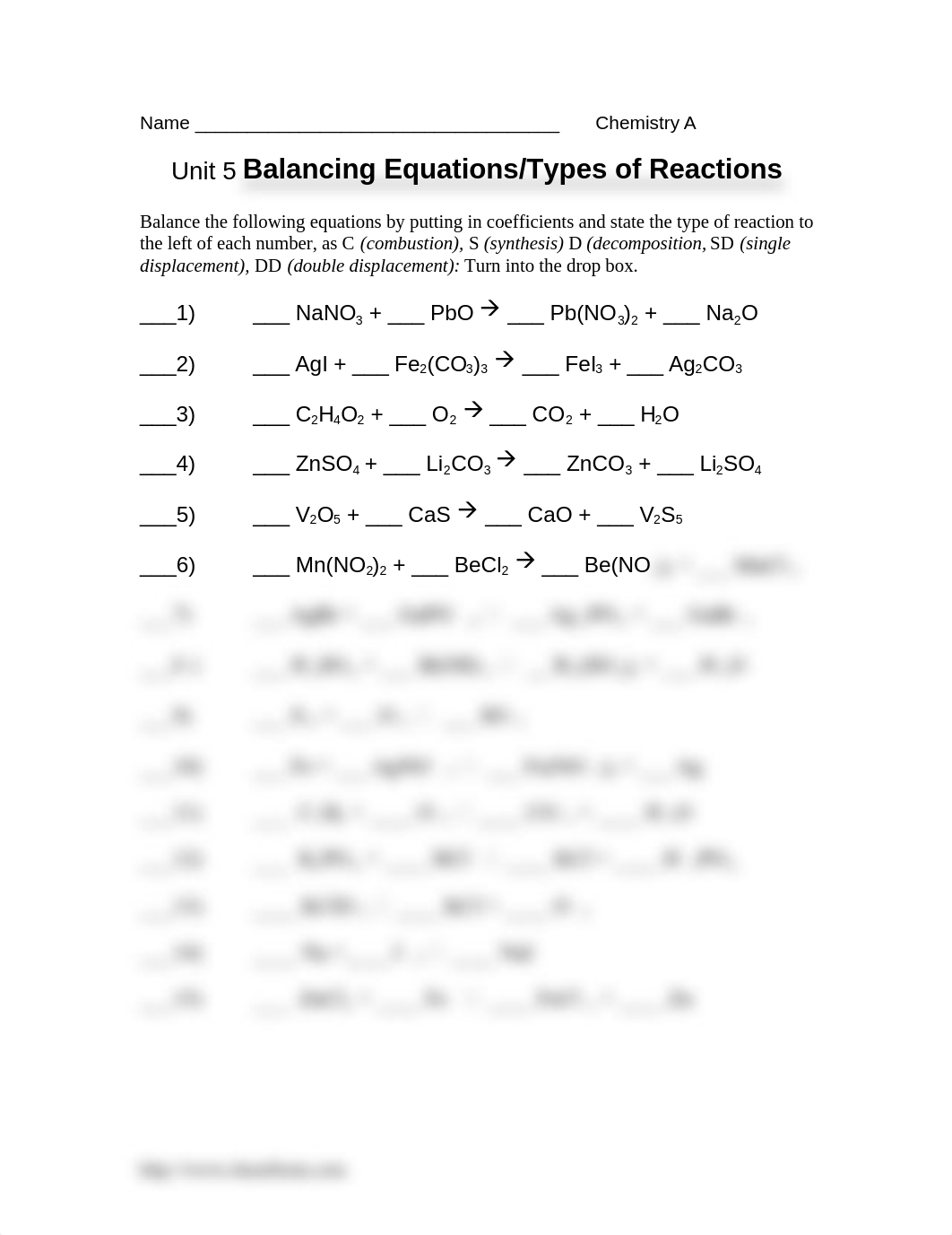 Unit 5 Balancing Equations and Types of Reactions Worksheet.docx_dt4w0tcvo4l_page1