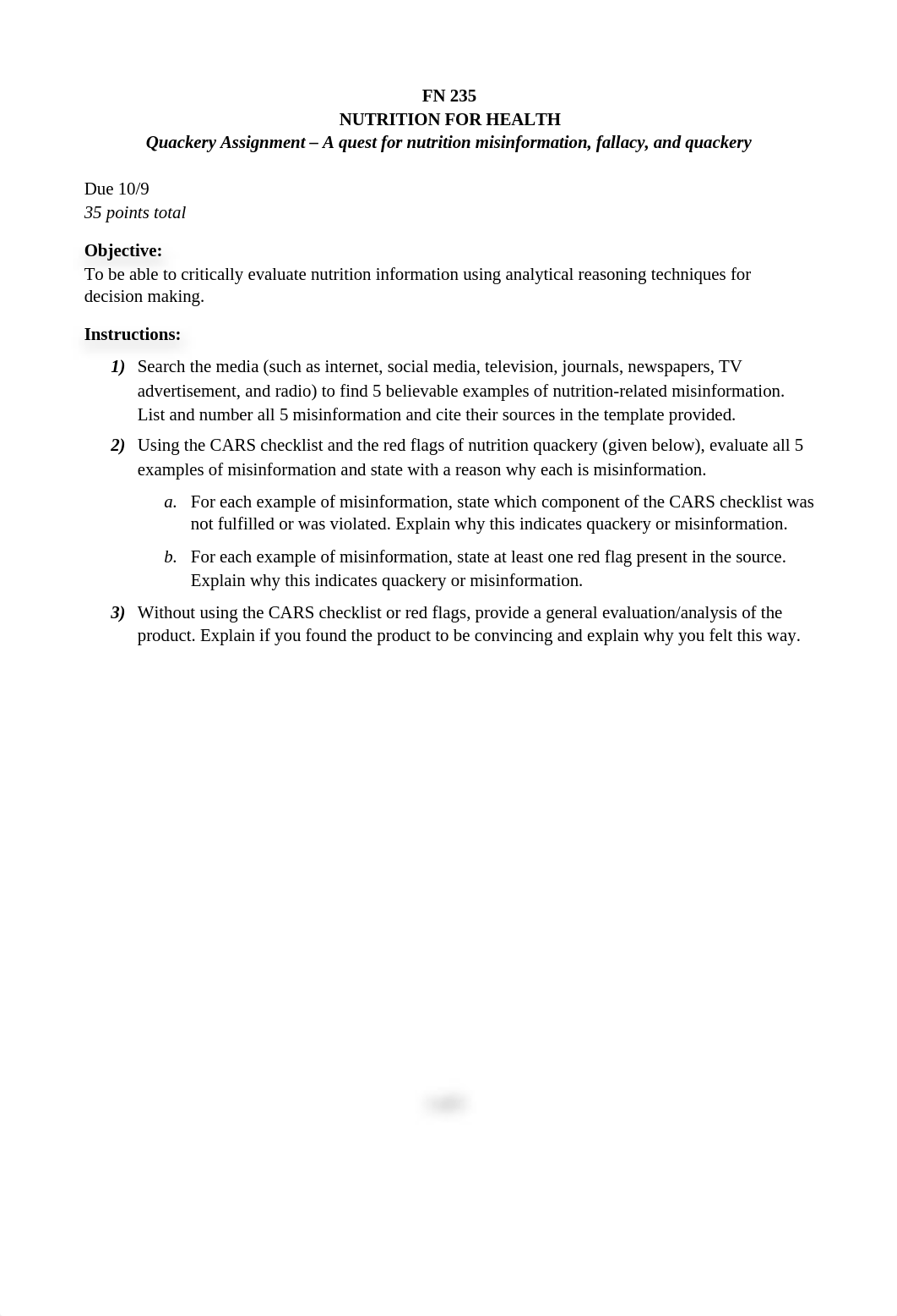 Quackery Assignment - Nutrition misinformation-1.docx_dt54k5l7sxu_page1