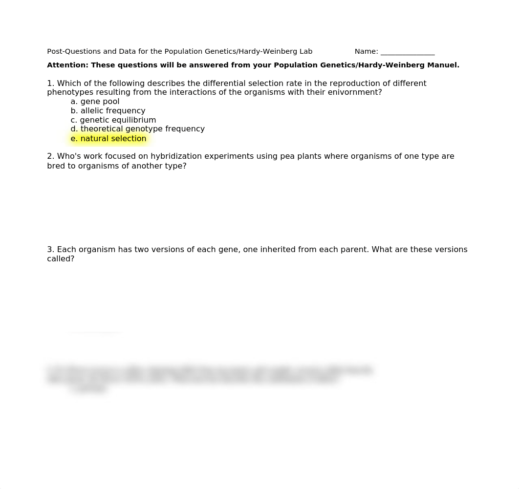 Population Genetics Hardy Weinberg-Post lab questions and data.docx_dt5k978vp4l_page1