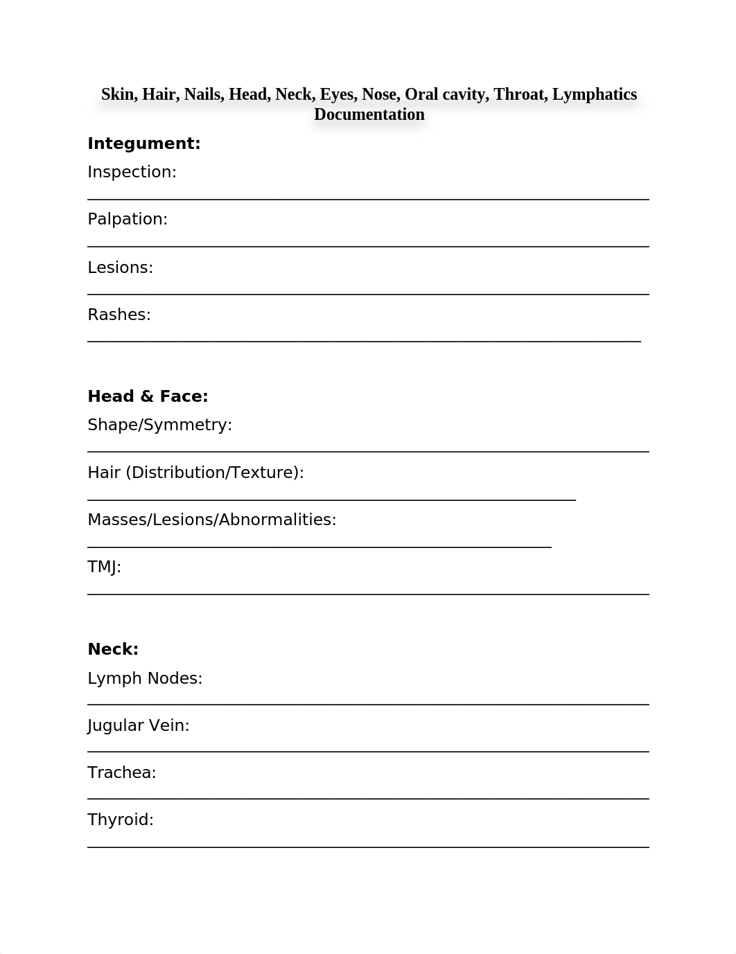 Skin, Hair, Nails, Head, Neck, Eyes, Nose, Oral Cavity, Throat, Lymphatics Documentation.docx_dt5ywxmeve5_page1