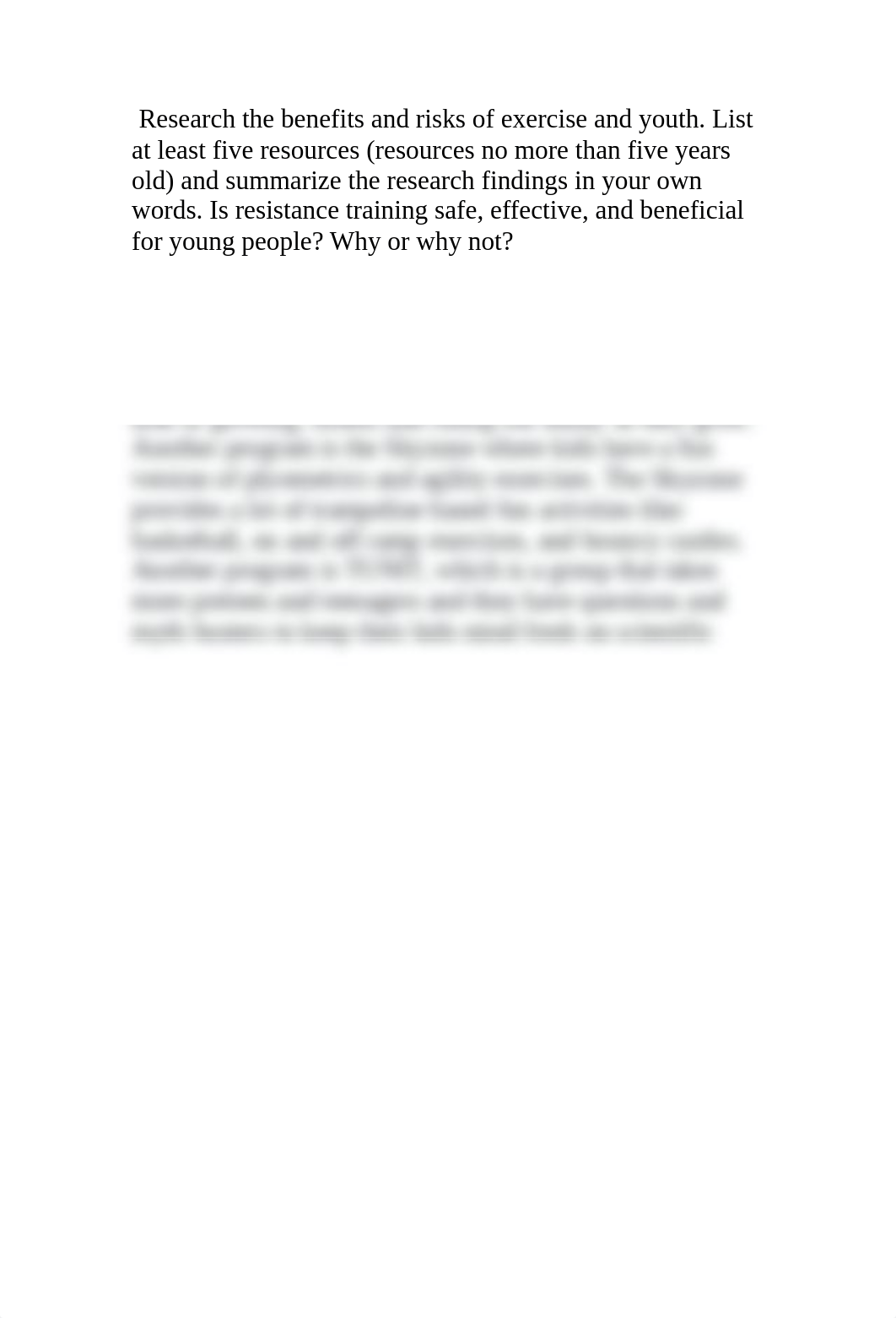 Research the benefits and risks of exercise and youth.doc_dt63strj4so_page1