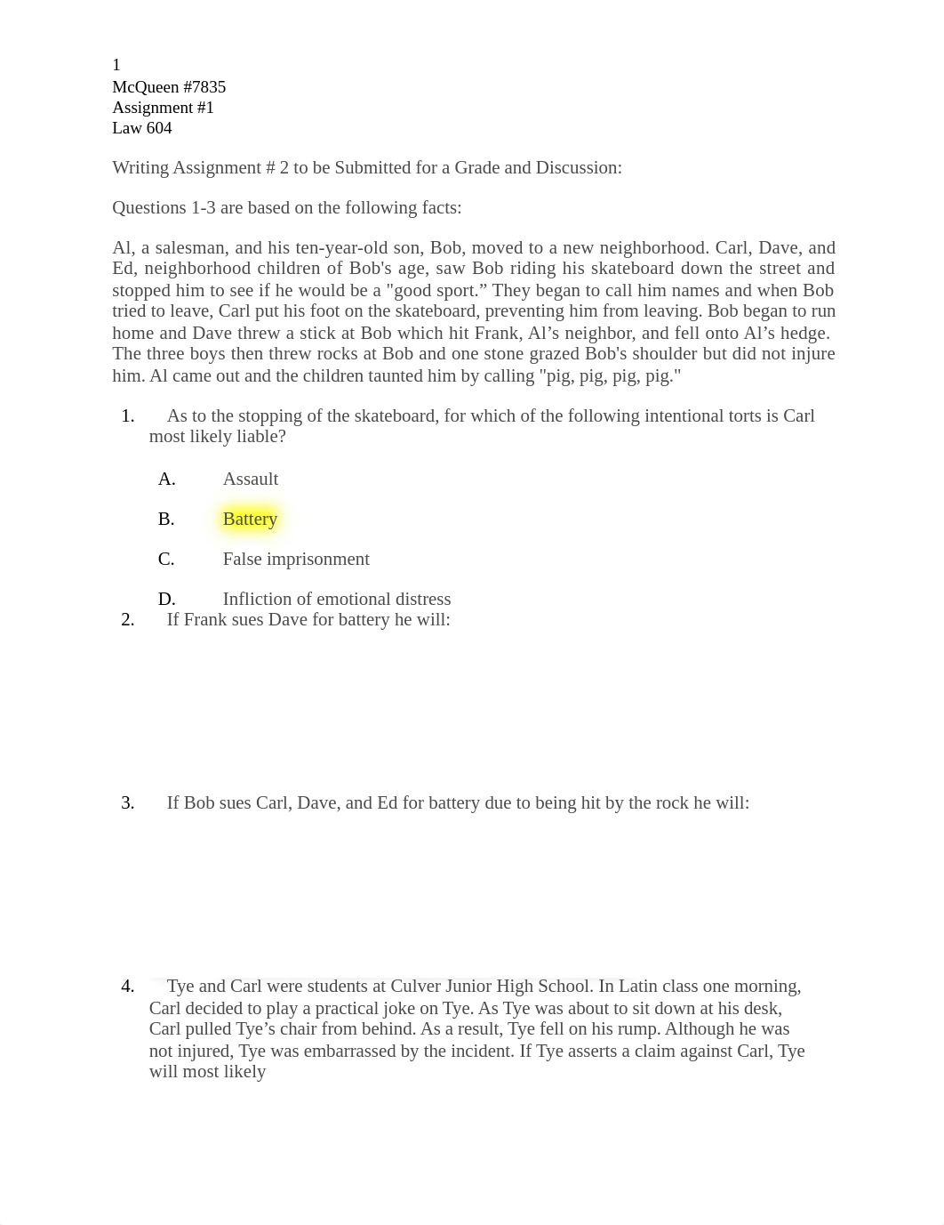 Torts 612 Assignment # 2 McQueen 7835.docx_dt7kefhgfrk_page1