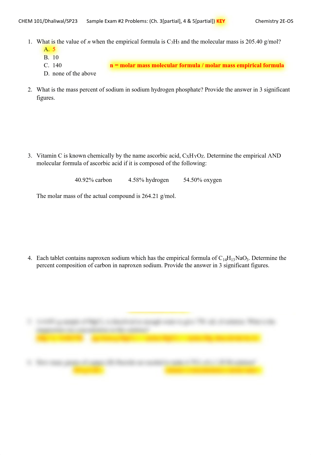 Chem 2E OS - KEY Exam #2 Practice Questions.SP23.pdf_dt7qkwwul5w_page1