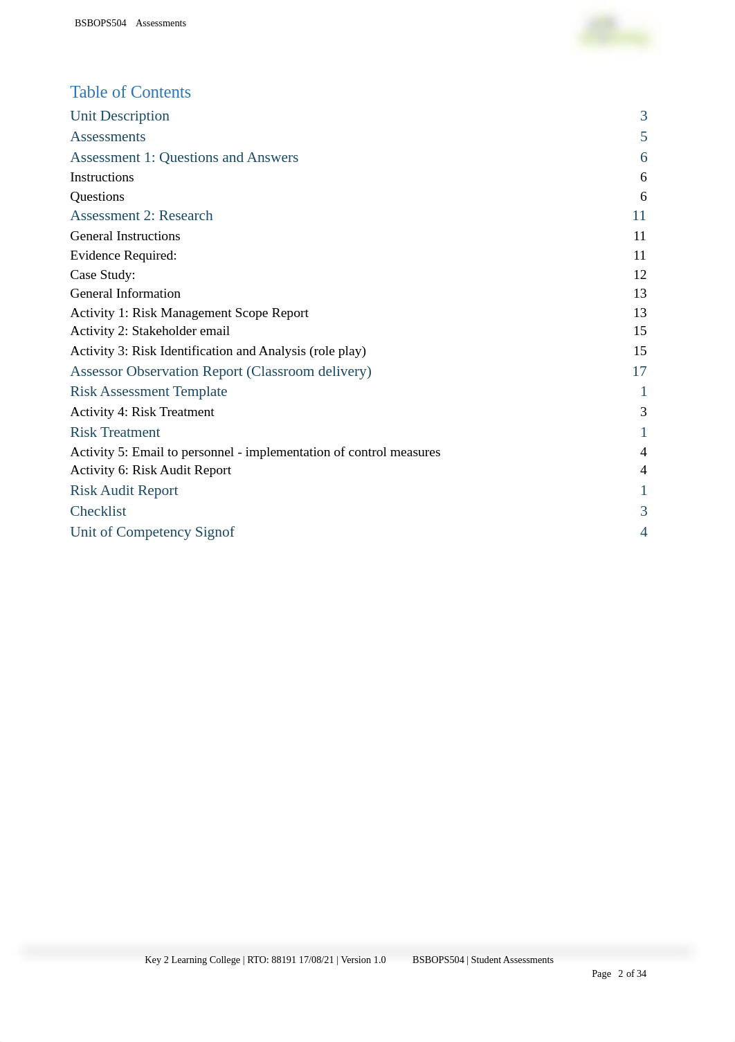 BSBOPS504 Manage Business Risk Assessments (3).docx_dt7sg4vfj0c_page2