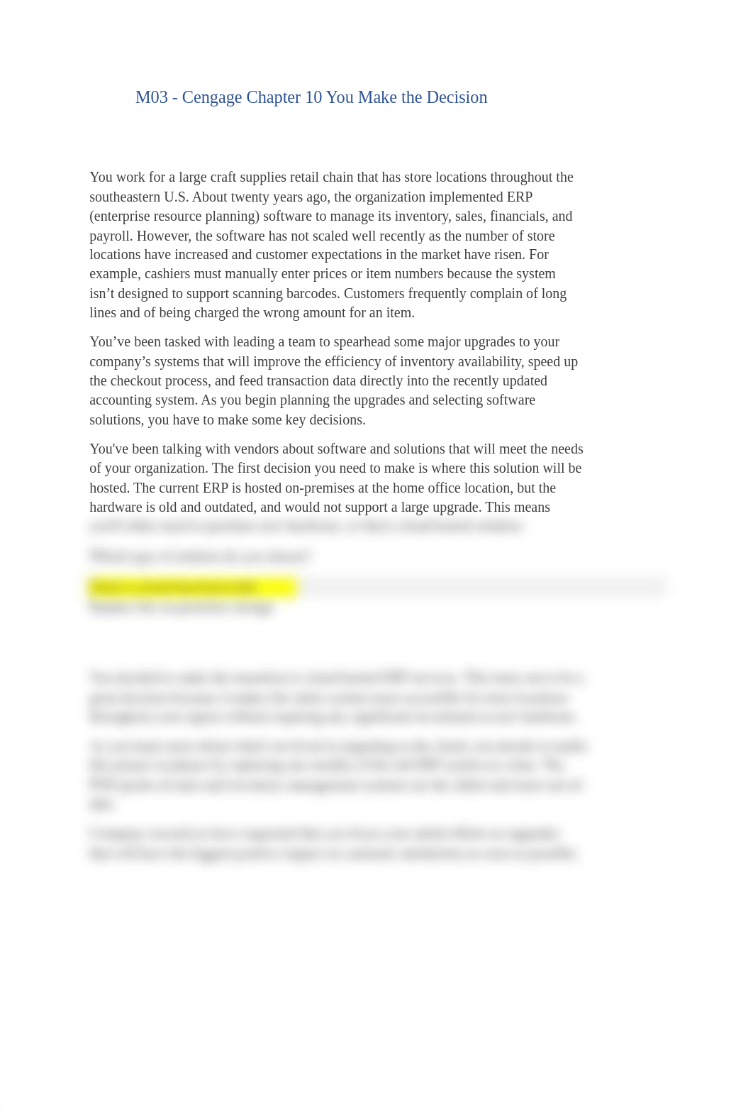 INFM109 M03 - Cengage Chapter 10 You Make the Decision .docx_dt7wuj048ke_page1