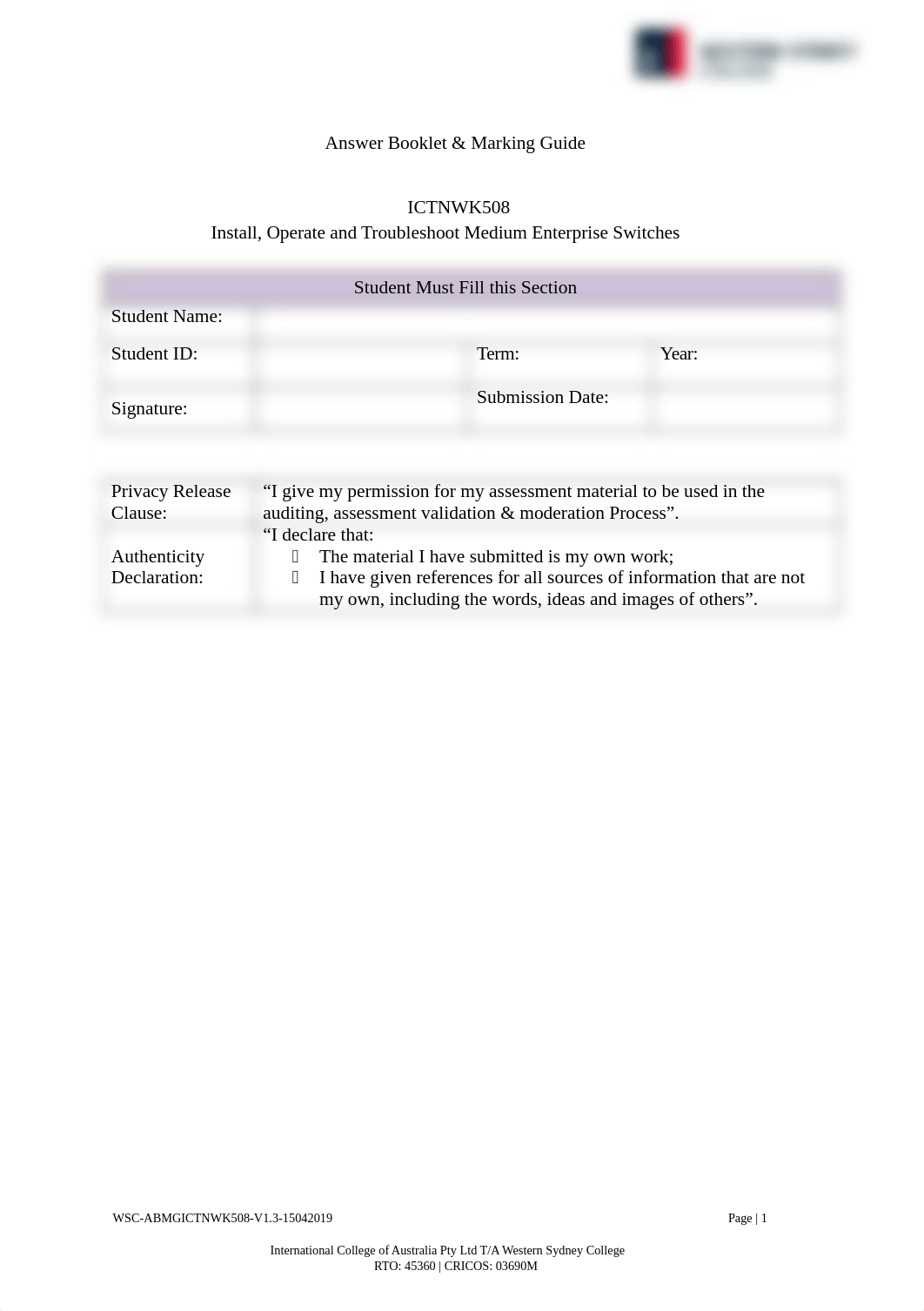 ICTNWK508 Task 2 Answer Booklet and Marking Guide V 1.3 (1) (1).doc_dt88t5hw34f_page1